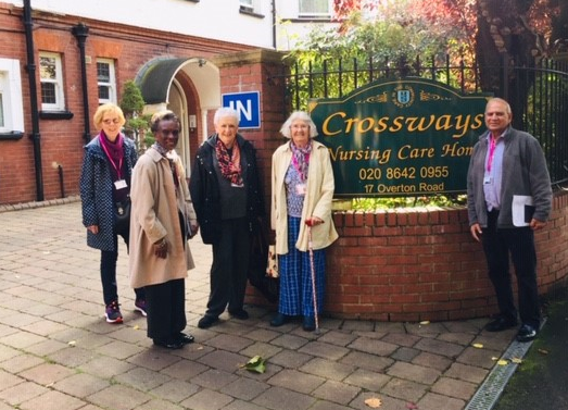 volunteers standing outside crossways care home