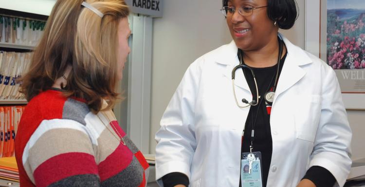 Patient and doctor talking