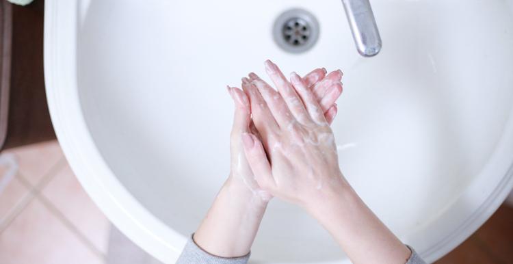 woman washing hands