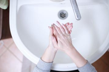 woman washing hands