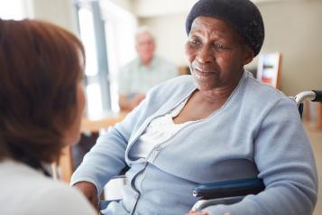 elderly woman in care home 