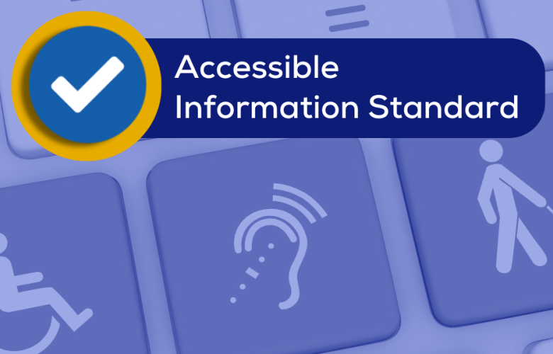A picture of a keyboard with Accessible Information Standard on it