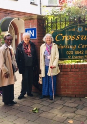 volunteers standing outside crossways care home