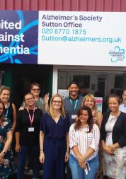 Staff outside dementia pop-up hub