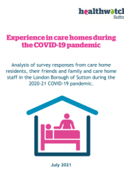 Front page of experiences in care homes during covid-19 report